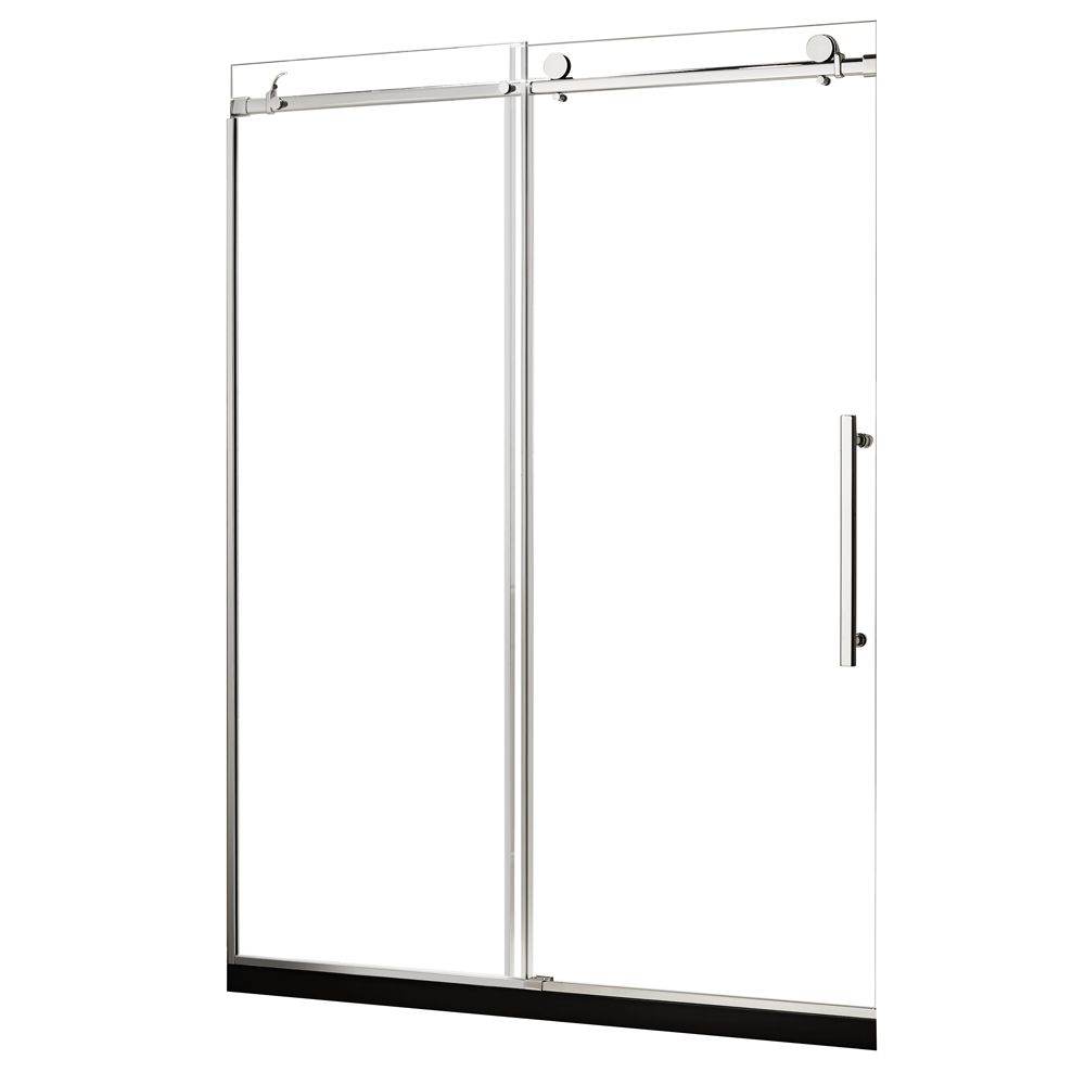 Dreamwerks 60 in. W x 79 in. H Sliding Frameless Shower Door in Stainless Steel with Clear Glass