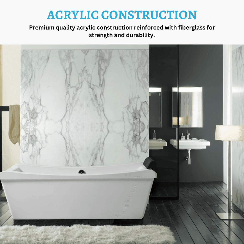 Dreamwerks 68" modern freestanding soaker tub, acrylic deep soaking and white bathtub