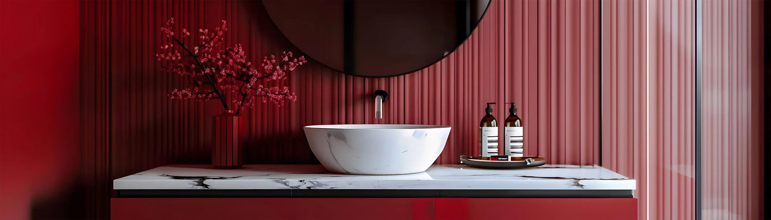 Looking to Upgrade with a Red Bathroom Vanity?