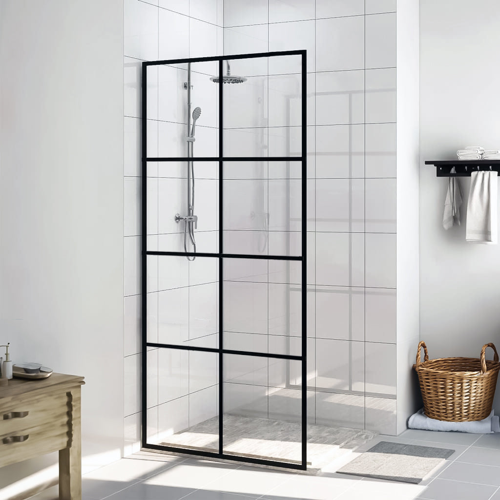Dreamwerks 40 in. W X 79 in. H Shower Screen in Black with Clear Glass