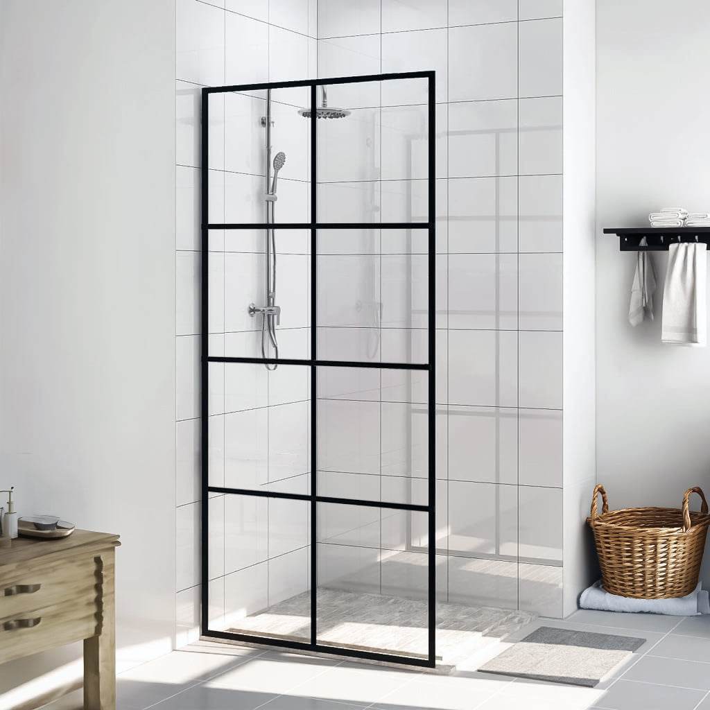 Dreamwerks 40 in. W X 79 in. H Shower Screen in Black with Clear Glass - Dreamwerks