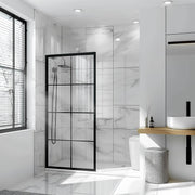 Dreamwerks 40 in. W X 79 in. H Shower Screen in Black with Clear Glass - Dreamwerks