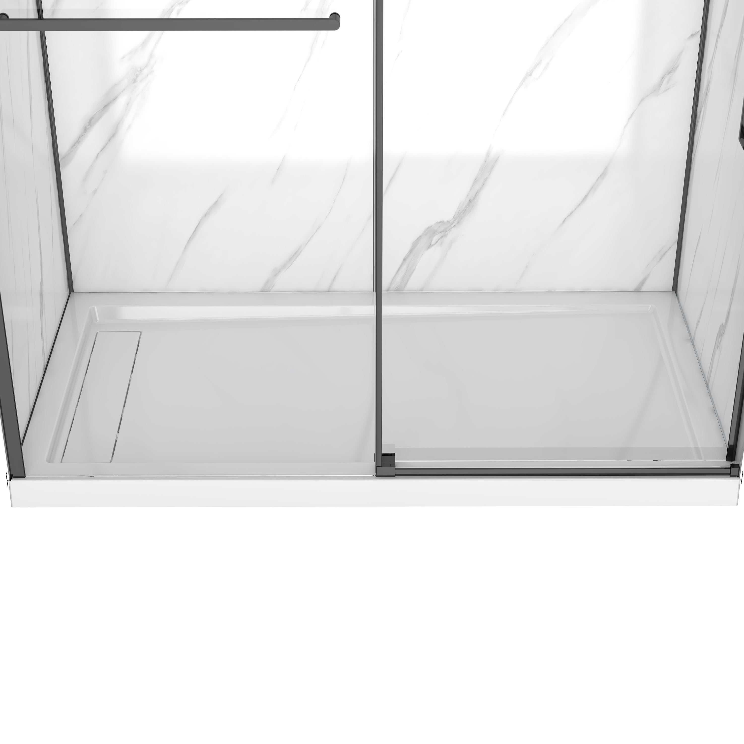 Alexandria 60 in. W x 32 in. D x 78.6 in. H Alcove Rectangular Black Shower Kit - Dreamwerks