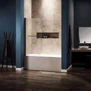 Dreamwerks 30 in. W x 59 in. H Frameless Pivot Tub Door with Clear Glass and Handle in Black - Dreamwerks