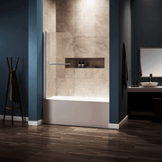 Dreamwerks 30 in. W x 59 in. H Frameless Pivot Tub Door with Clear Glass and Handle in Bright Chrome - Dreamwerks