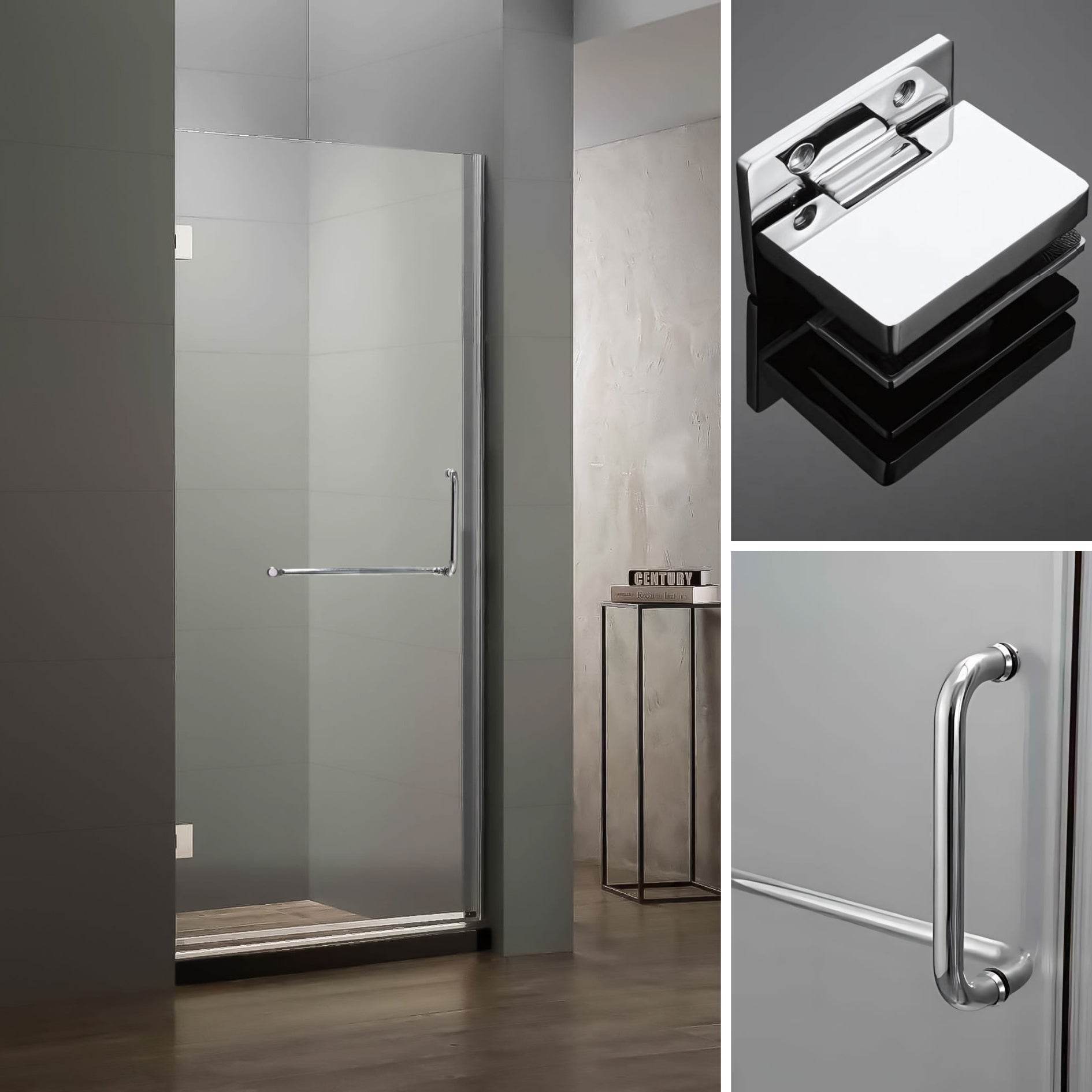 Dreamwerks Frameless Hinged Shower Door – Clear or Frosted, Easy Clean & Luxury Finish