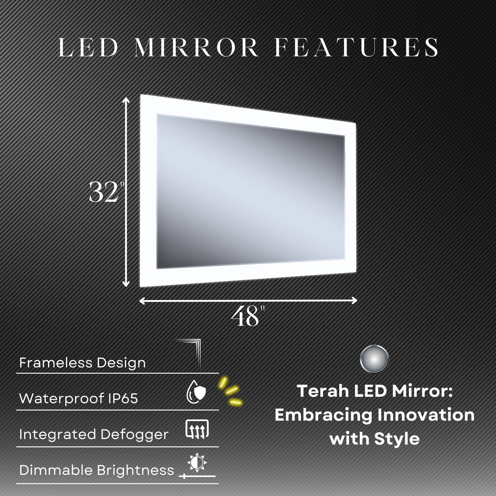 21''W x 24''H Rectangular Frameless Bathroom Pivot Mirror - Available in 3 Colors
