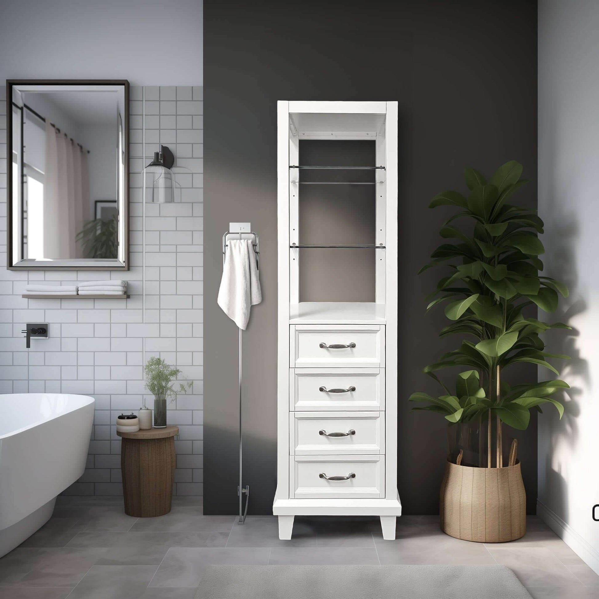 18"W x 18"D x 60"H White Linen Cabinet - Dreamwerks