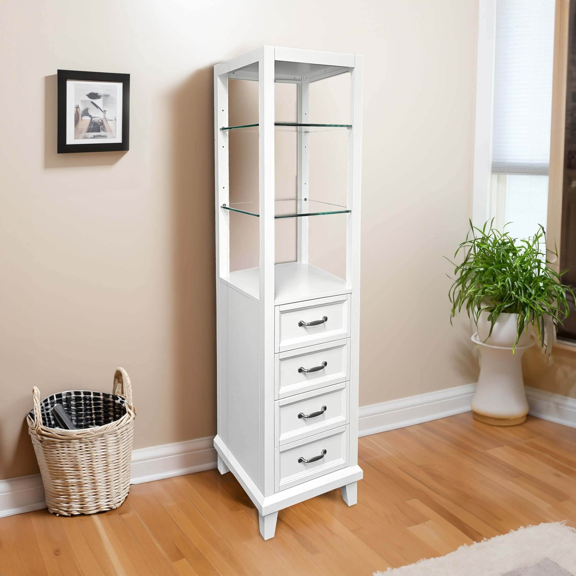 18"W x 18"D x 60"H White Linen Cabinet - Dreamwerks