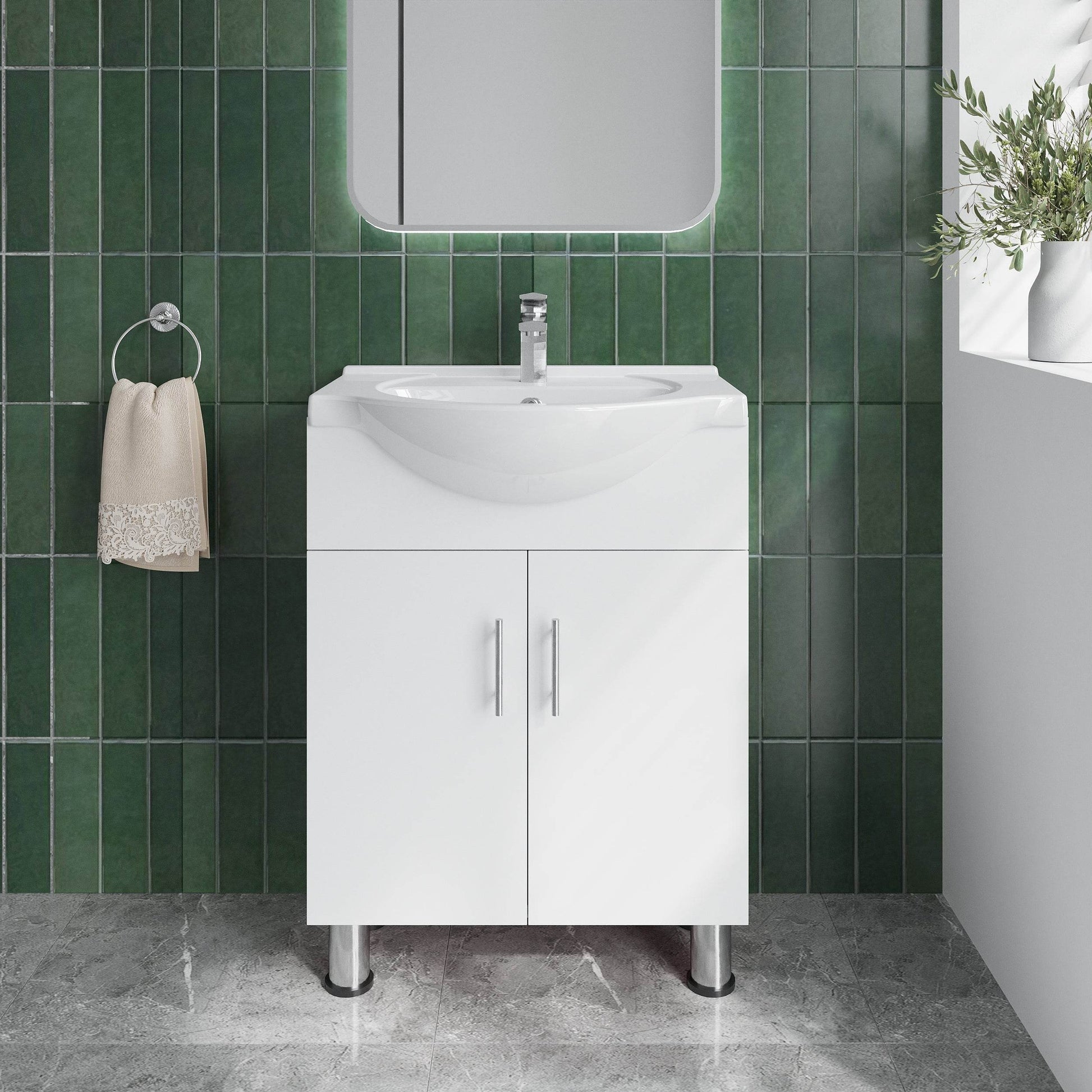 Lilly 24" W x 18" D x 34" H Euro-Style Vanity in White with Ceramic Vanity Top - Dreamwerks