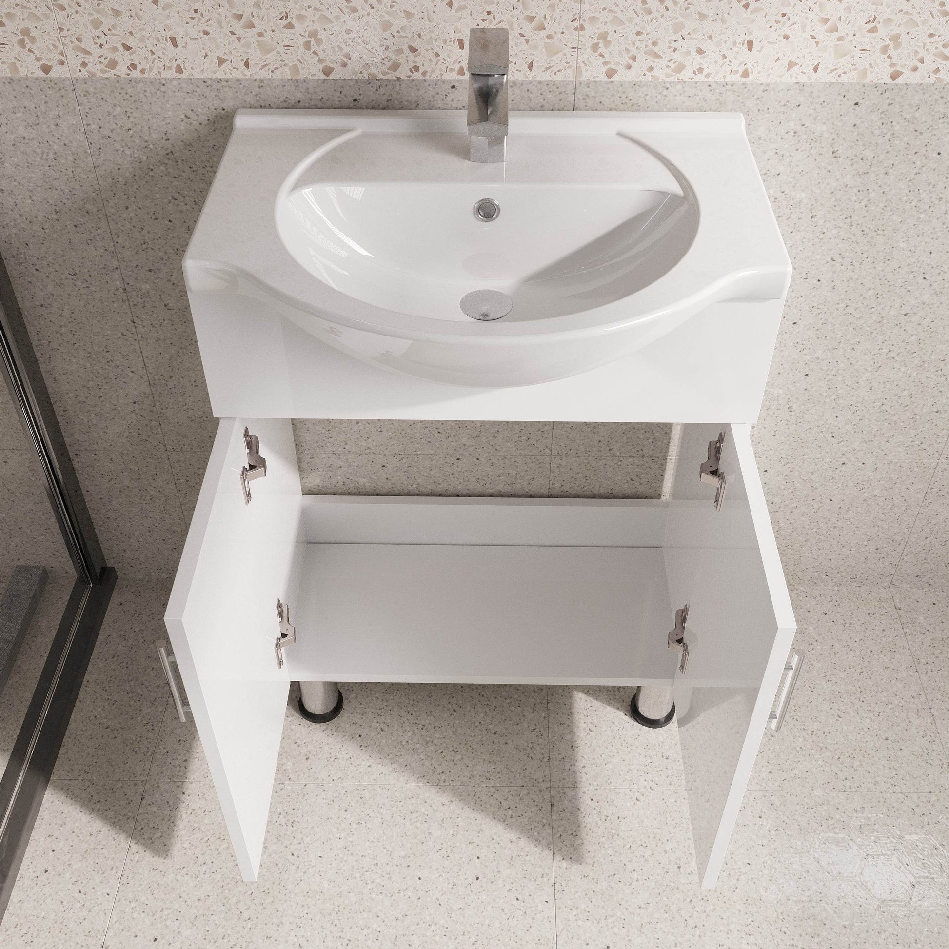 Lilly 24" W x 18" D x 34" H Euro-Style Vanity in White with Ceramic Vanity Top - Dreamwerks