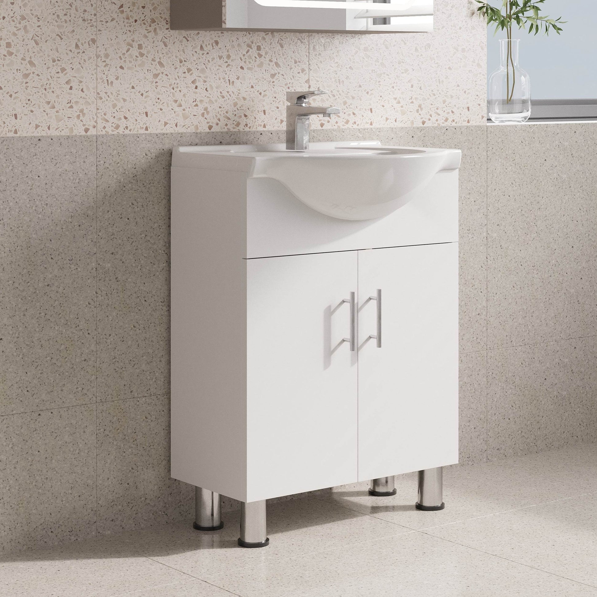 Lilly 24" W x 18" D x 34" H Euro-Style Vanity in White with Ceramic Vanity Top - Dreamwerks