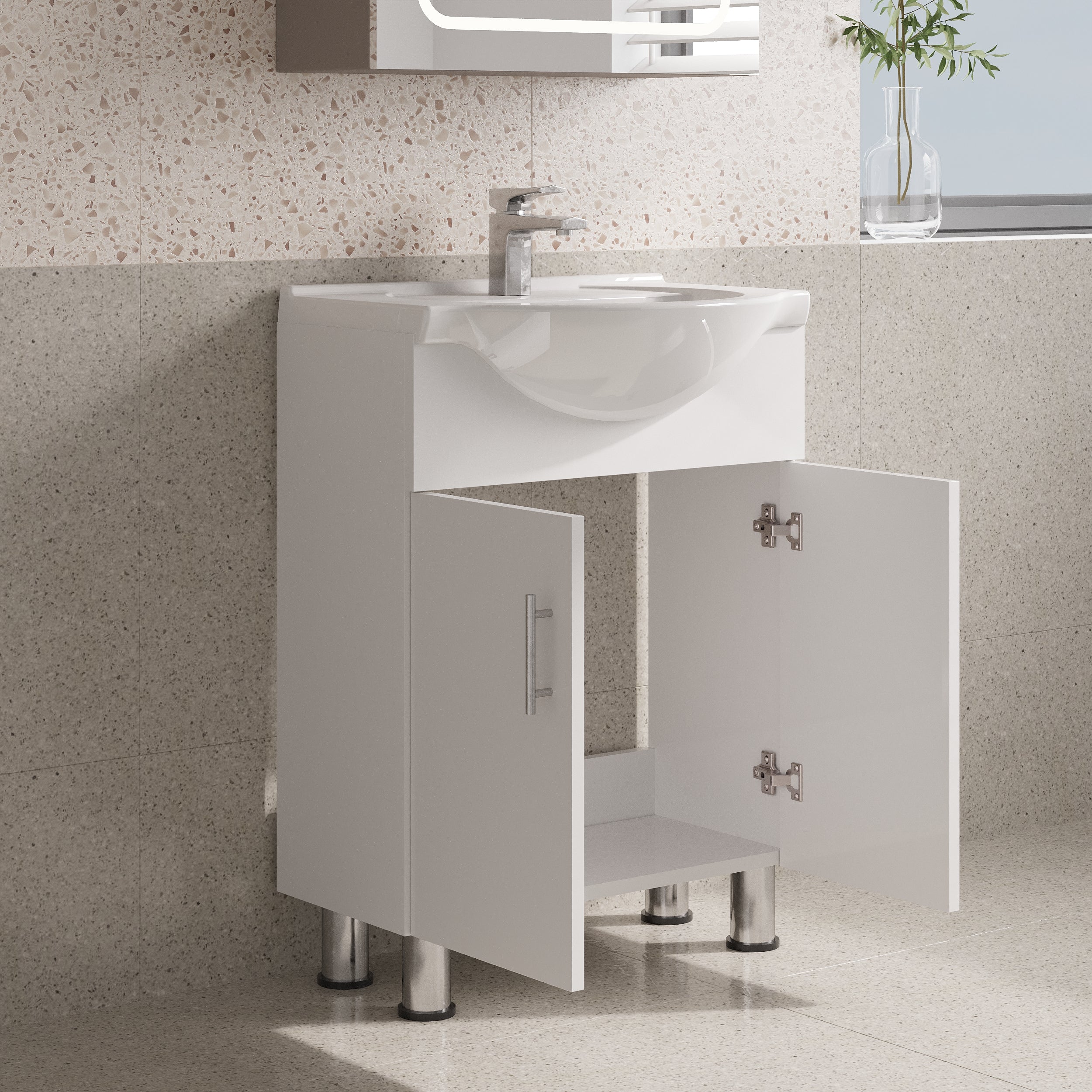 Lilly 24" W x 18" D x 34" H Euro-Style Vanity in White with Ceramic Vanity Top - Dreamwerks