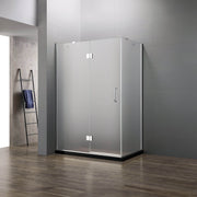 47 in. frameless 3-piece corner pivot shower enclosure with chrome hardware – modern bathroom fixture