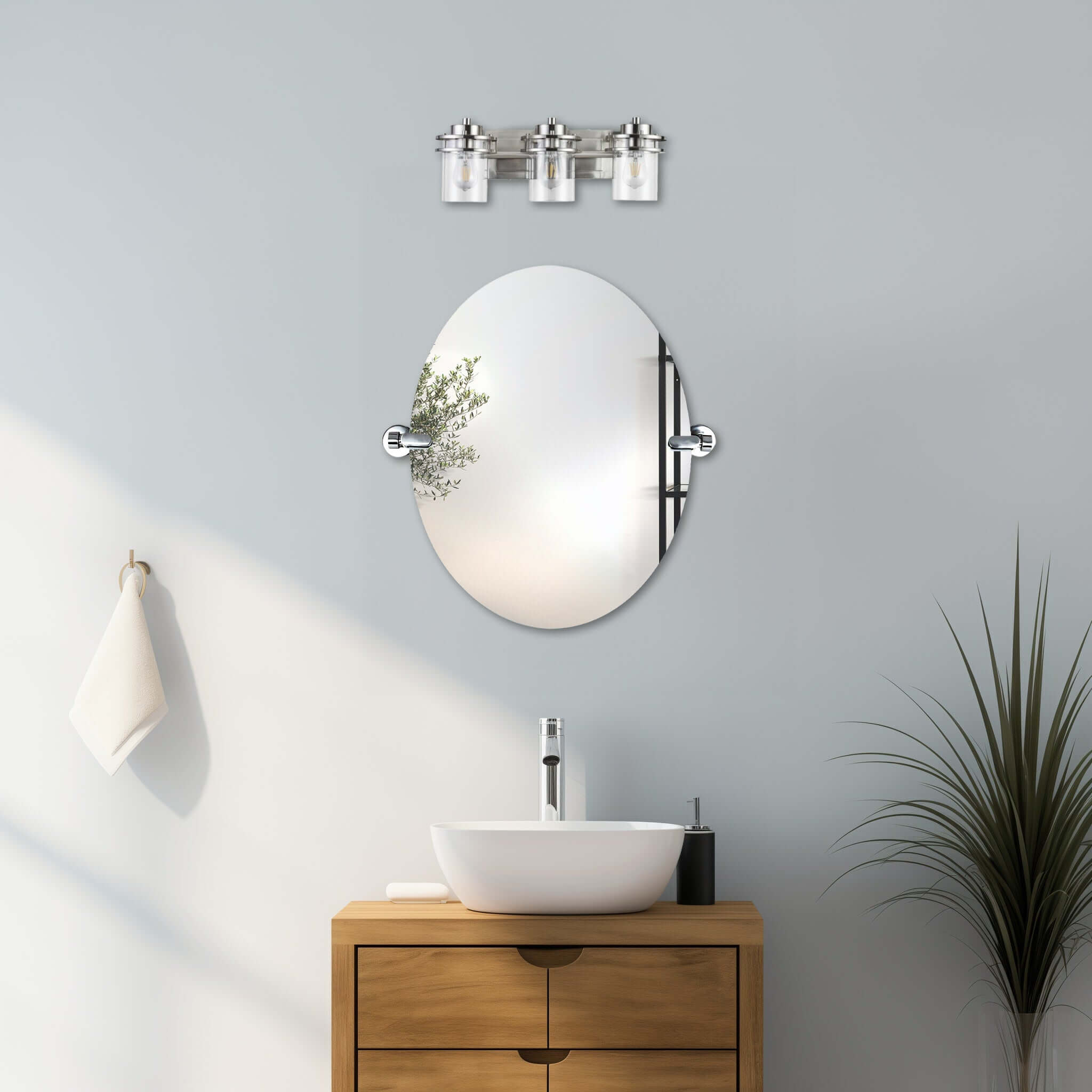 21''W x 24''H Oval Frameless Bathroom Tilting Mirror - Available in 3(Three) Colors - Dreamwerks