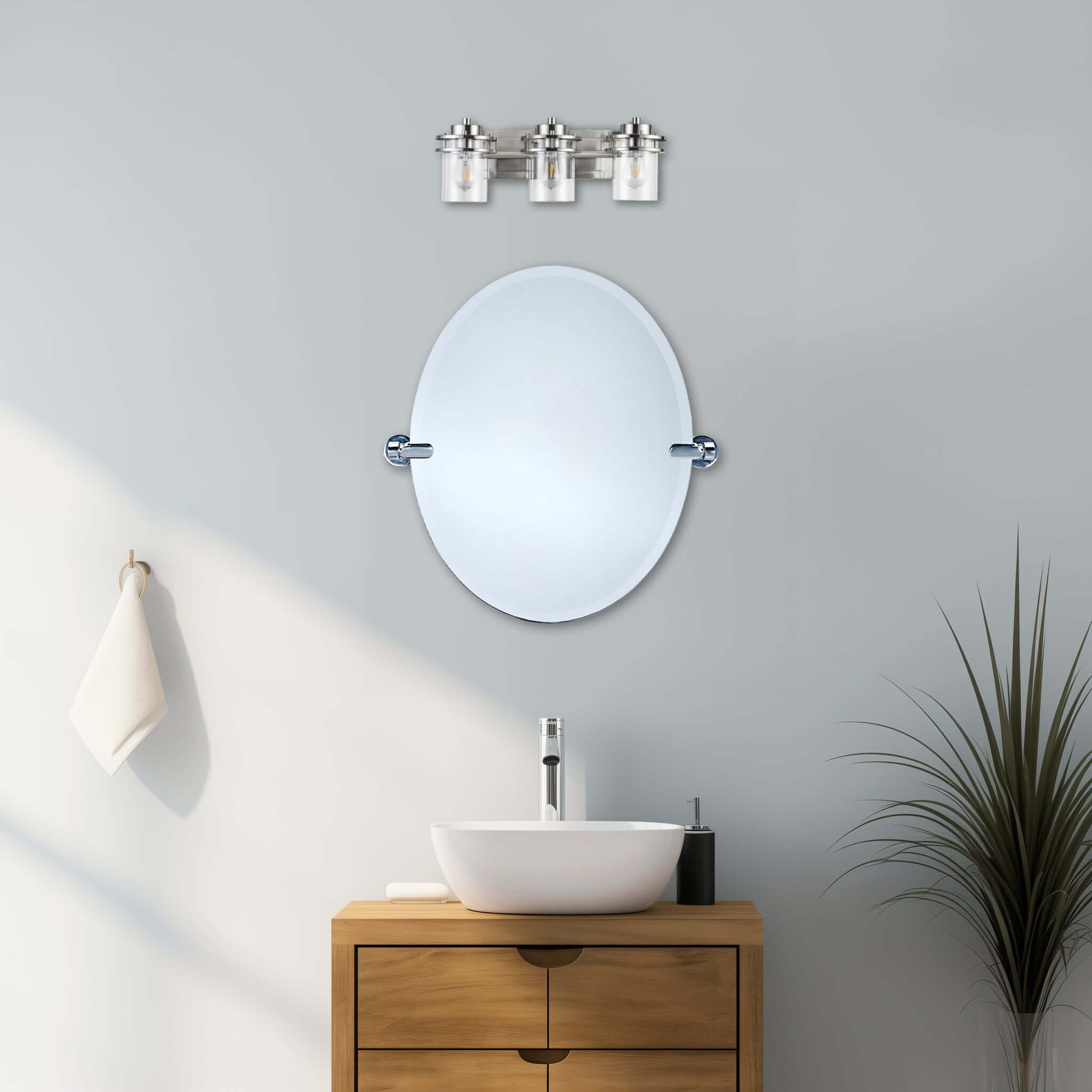 21''W x 24''H Oval Frameless Bathroom Tilting Mirror - Available in 3(Three) Colors - Dreamwerks