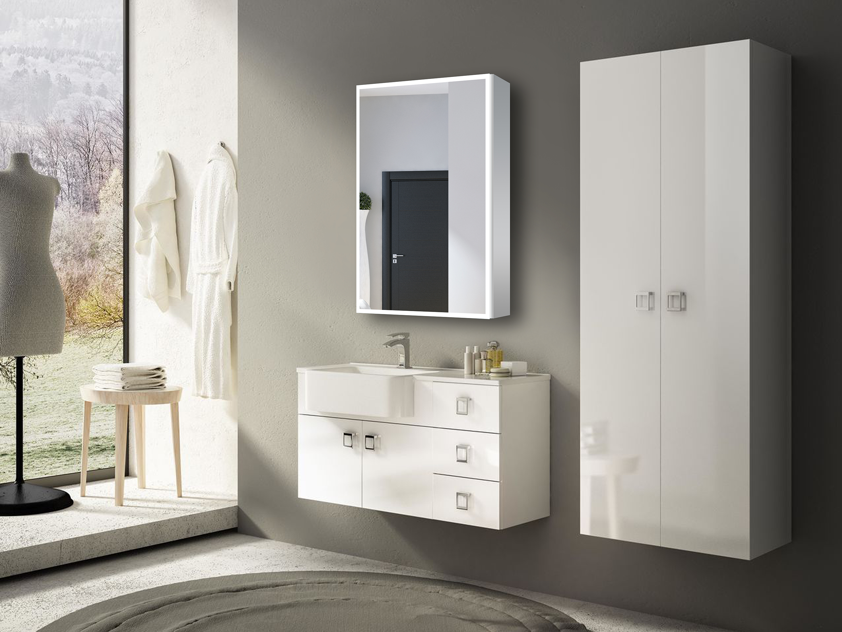 Dhalia LED Bathroom Medicine Cabinet with Defogger and Internal 3X Makeup Mirror - Available in 5 Sizes - Dreamwerks