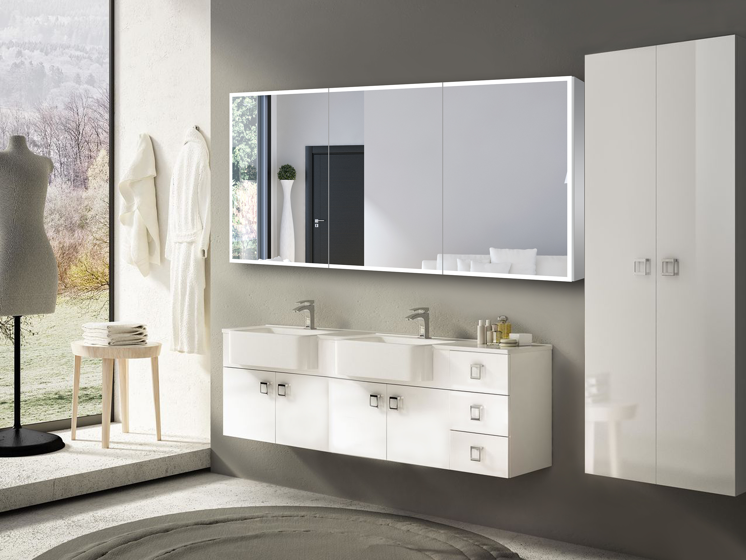 Dhalia LED Bathroom Medicine Cabinet with Defogger and Internal 3X Makeup Mirror - Available in 5 Sizes - Dreamwerks