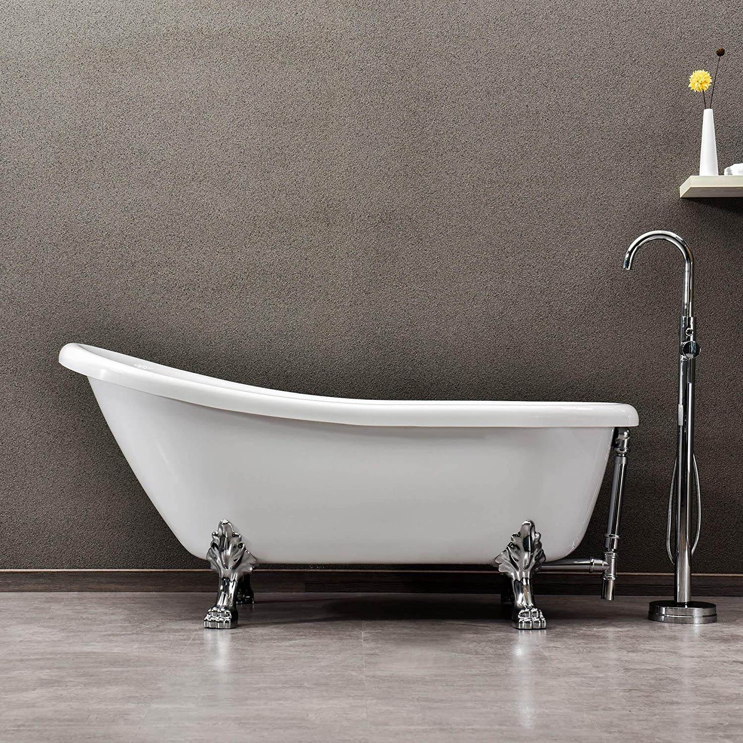 Dreamwerks deep soaking clawfoot bathtub, vintage style fiberglass freestanding clawfoot tub