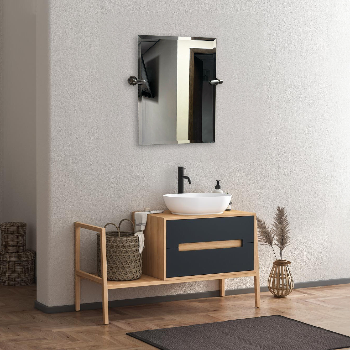 21''W x 24''H Rectangular Frameless Bathroom Tilting Mirror - Available in 3 Colors - Dreamwerks