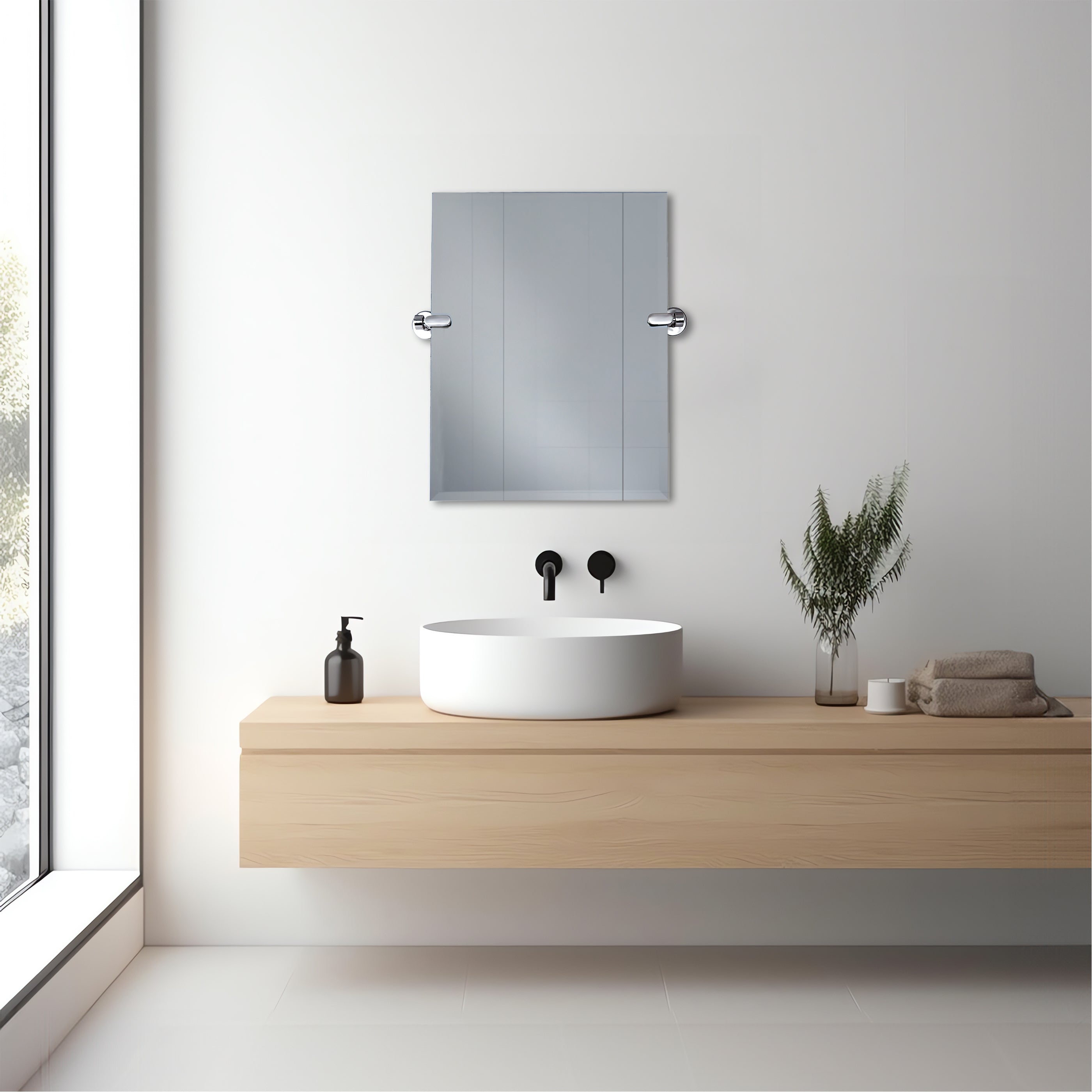 21''W x 24''H Rectangular Frameless Bathroom Tilting Mirror - Available in 3 Colors - Dreamwerks