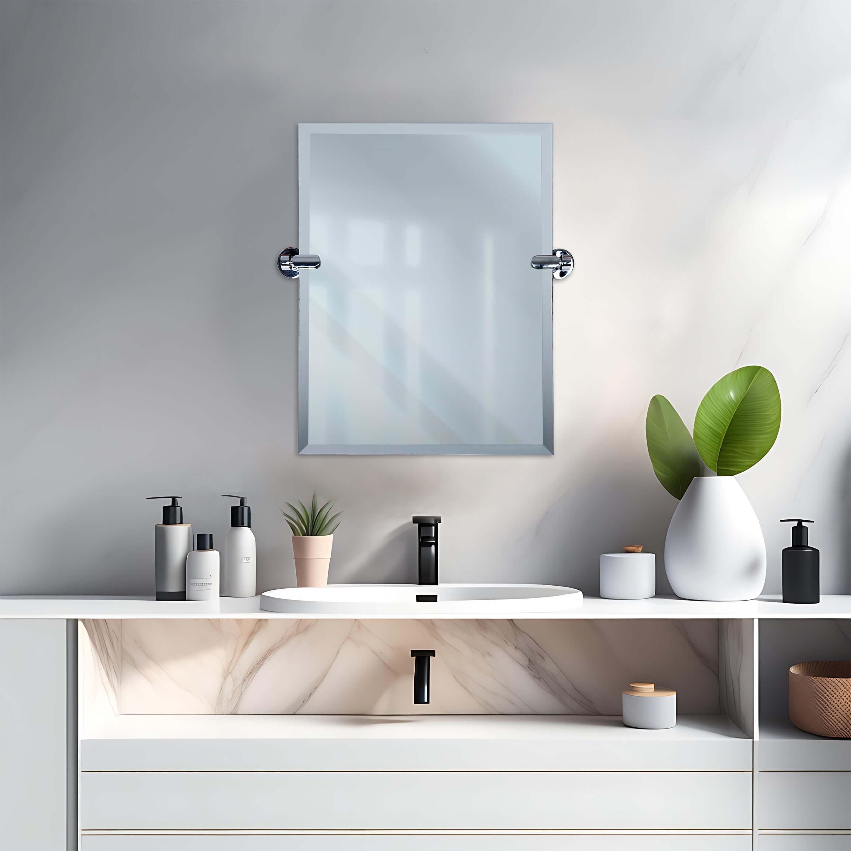 21''W x 24''H Rectangular Frameless Bathroom Tilting Mirror - Available in 3 Colors - Dreamwerks