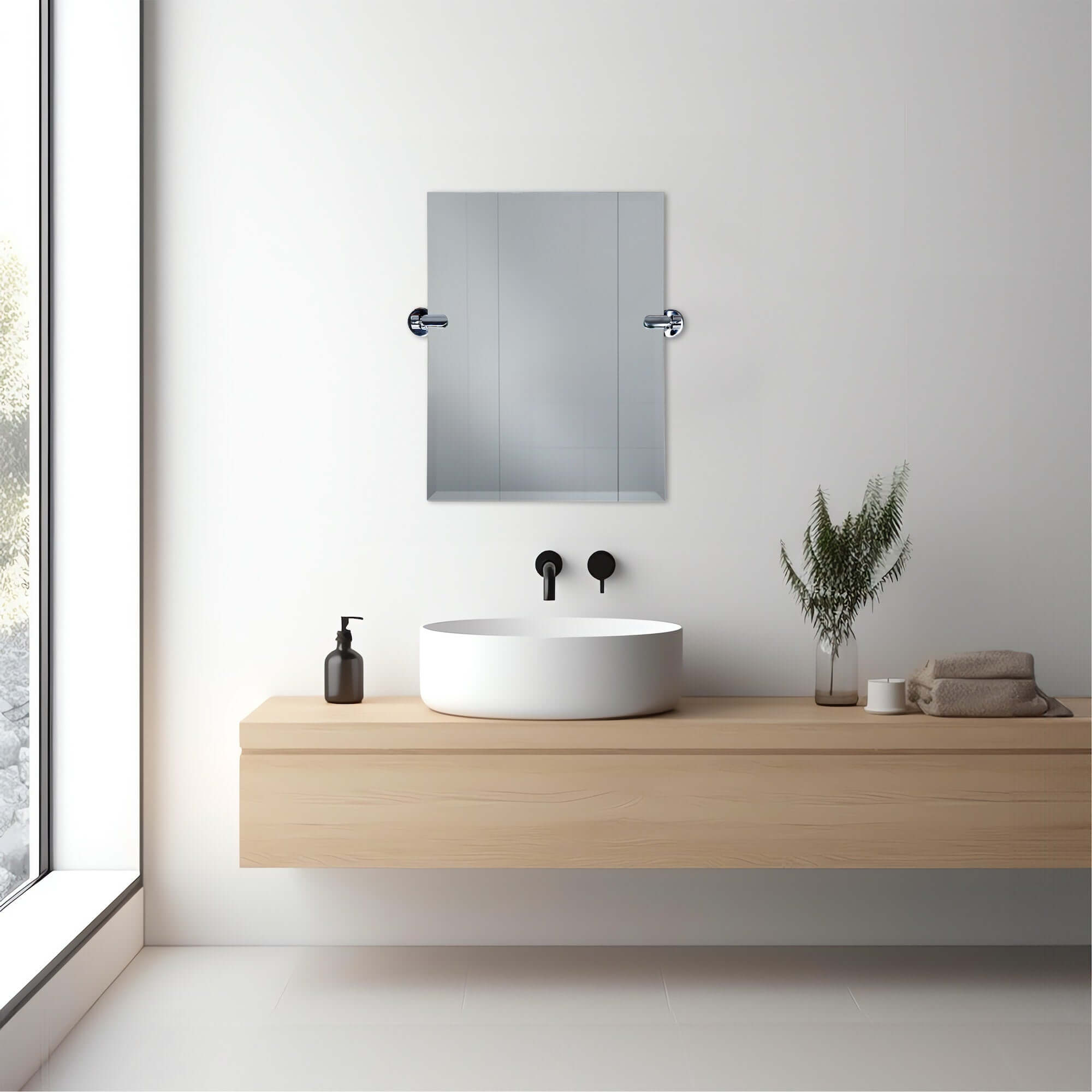 21''W x 24''H Rectangular Frameless Bathroom Tilting Mirror - Available in 3 Colors - Dreamwerks