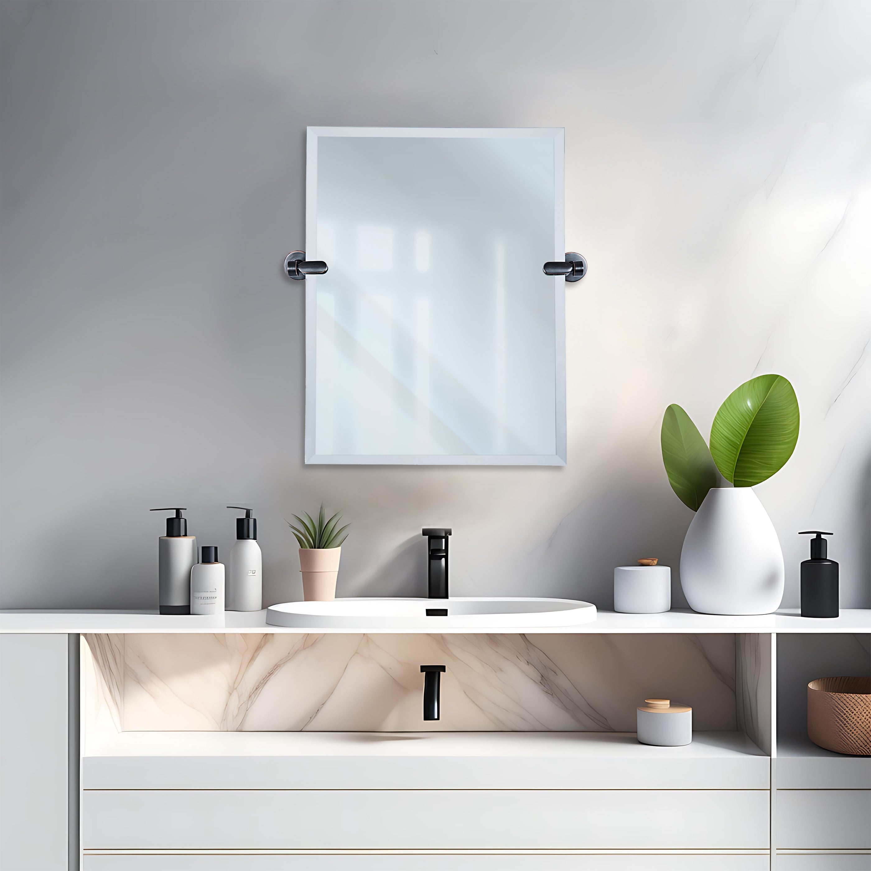 21''W x 24''H Rectangular Frameless Bathroom Tilting Mirror - Available in 3 Colors - Dreamwerks