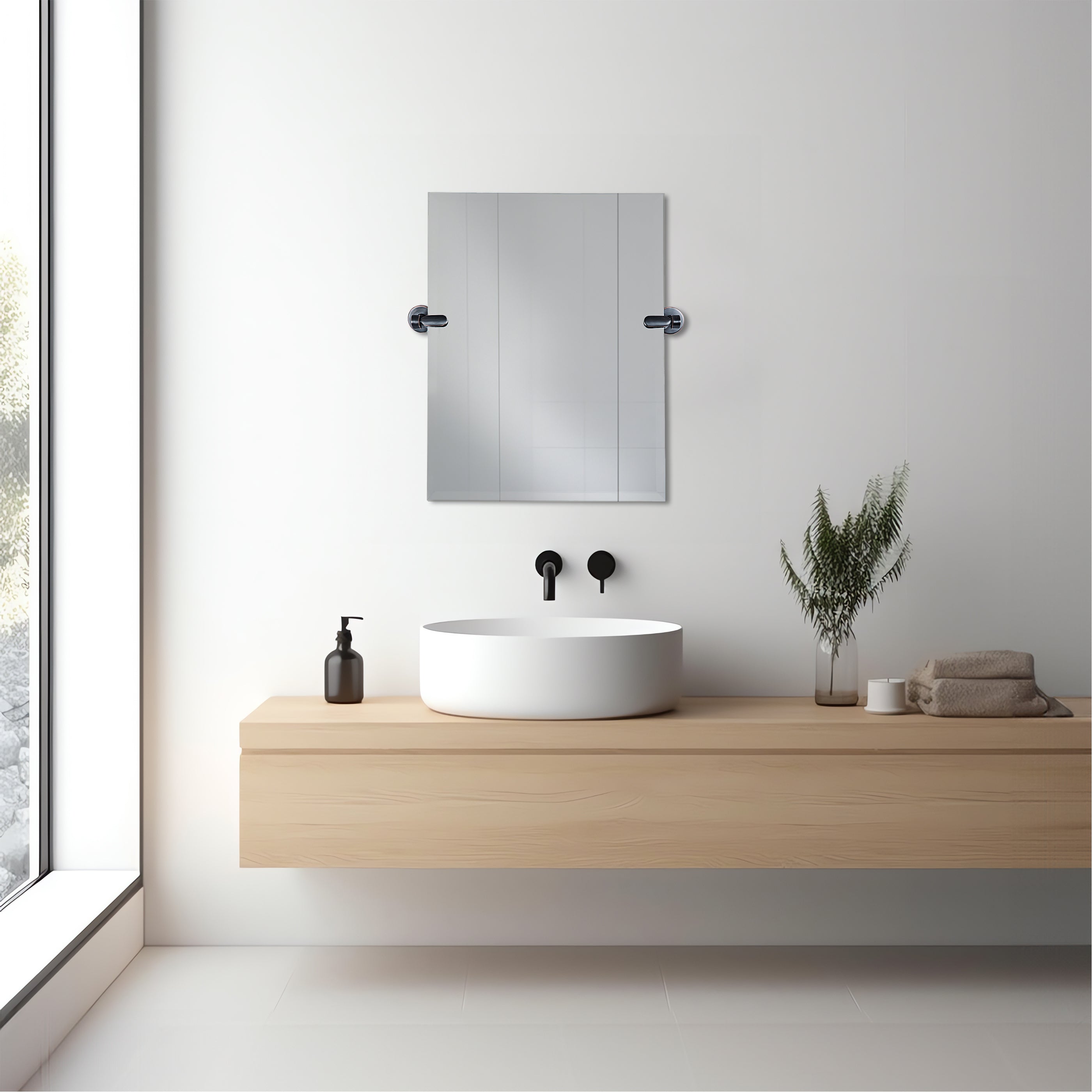 21''W x 24''H Rectangular Frameless Bathroom Tilting Mirror - Available in 3 Colors - Dreamwerks