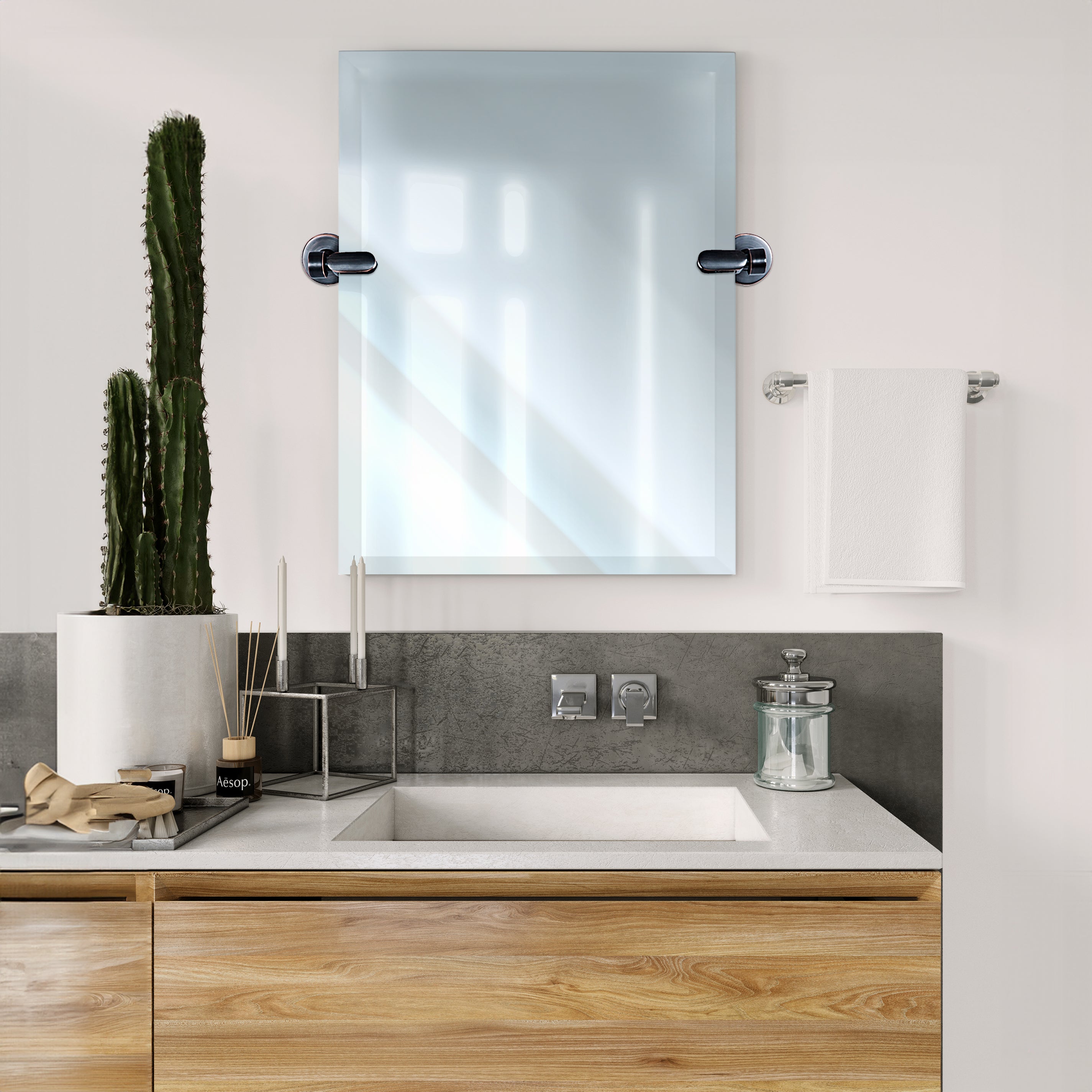 21''W x 24''H Rectangular Frameless Bathroom Tilting Mirror - Available in 3 Colors - Dreamwerks