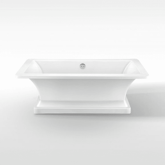 Dreamwerks pedestal bathtub, 66 inch freestanding acrylic pedestal tub, rectangular design