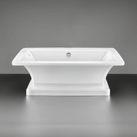 Dreamwerks pedestal bathtub, 66 inch freestanding acrylic pedestal tub, rectangular design