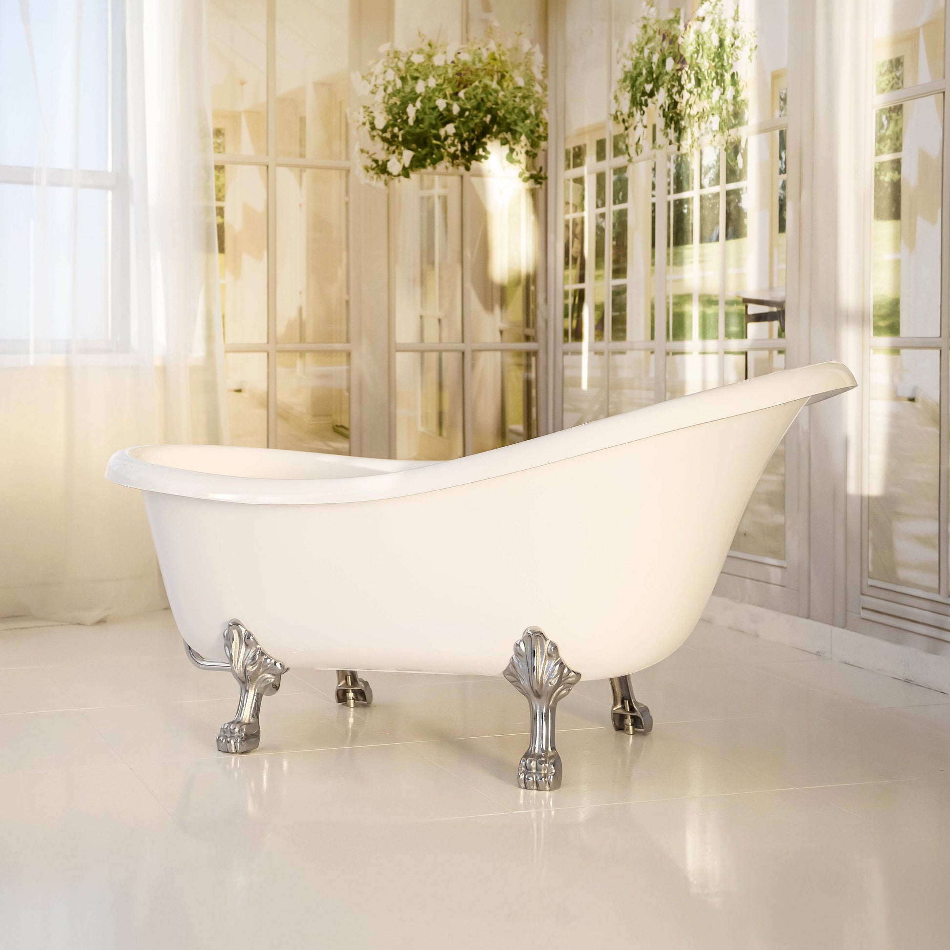 67" Acrylic Claw Foot Tub – Vintage Freestanding Bathtub for Classic Bathroom Style
