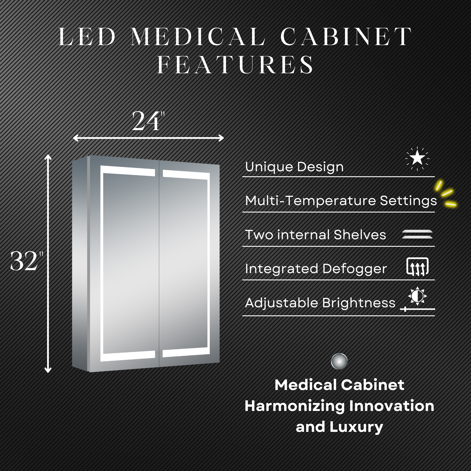 Glenn 24"W X 32"H LED Medicine Cabinet - Dreamwerks