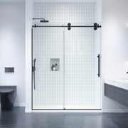 Apollo 60 in. W x 79 in. H Frameless Double Roller Shower Door in Black - Dreamwerks
