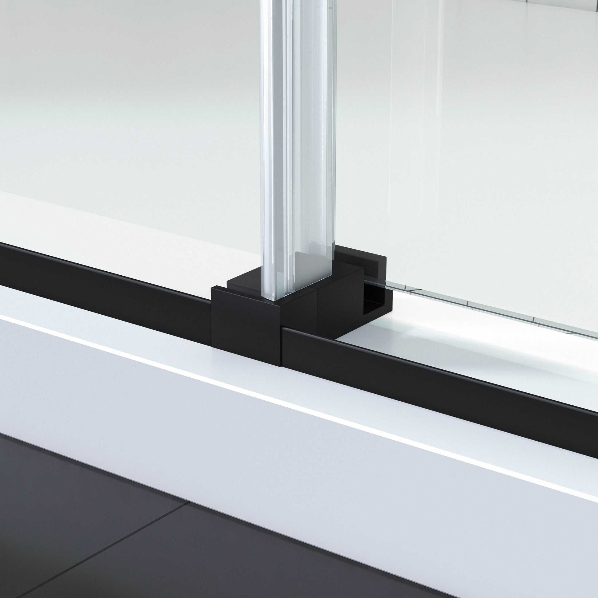 Apollo 60 in. W x 79 in. H Frameless Double Roller Shower Door in Black - Dreamwerks