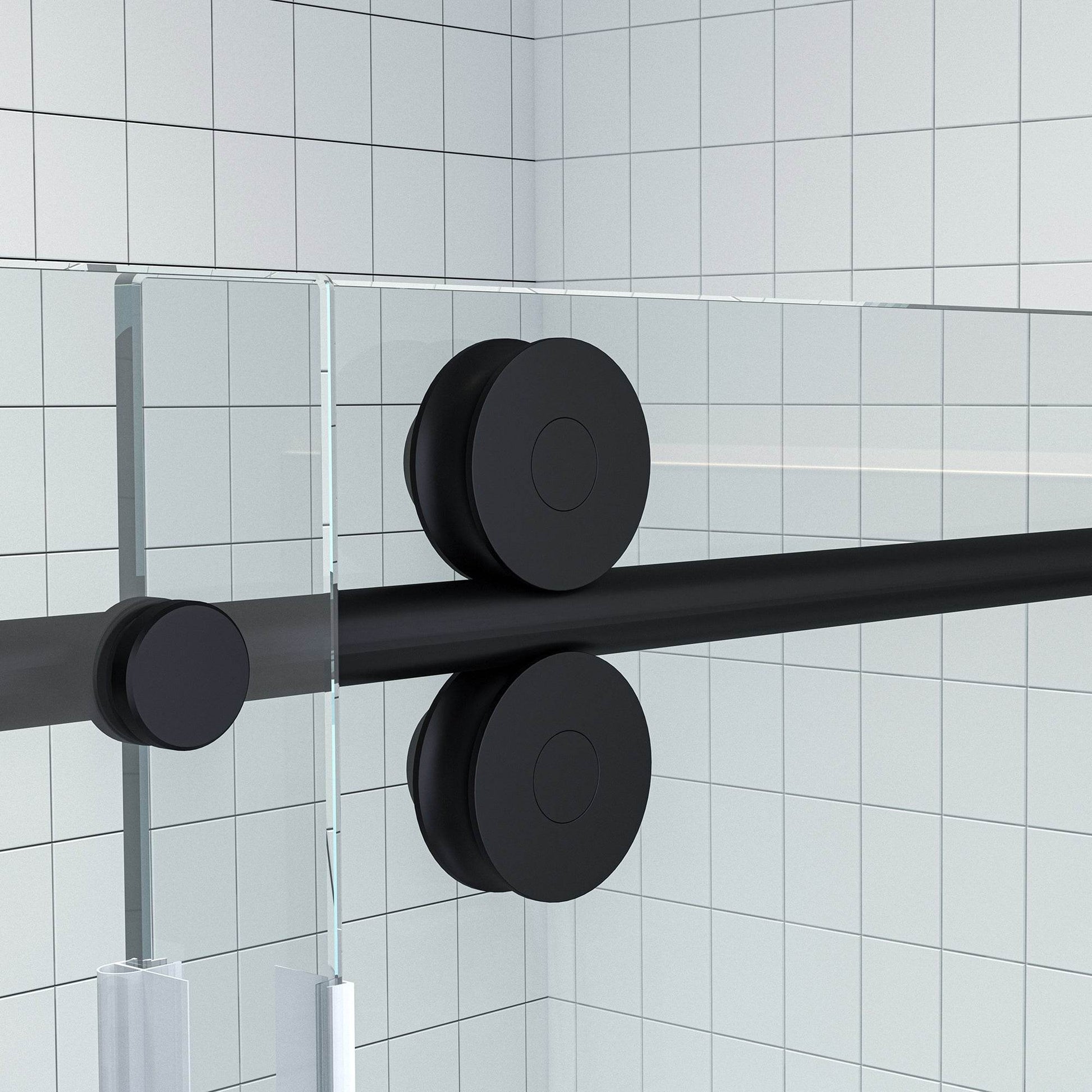 Apollo 60 in. W x 79 in. H Frameless Double Roller Shower Door in Black - Dreamwerks