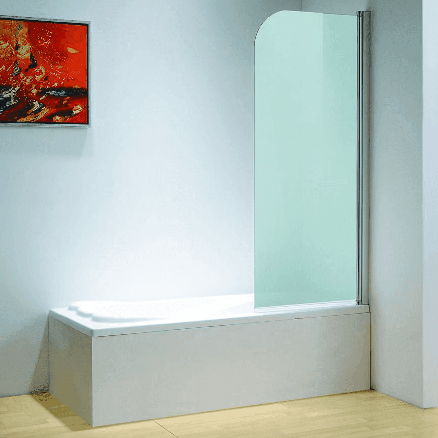 Dreamwerks 30 in. W x 59 in. H Frosted Glass Frameless Pivot Tub Door in Chrome - Dreamwerks
