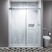 60 in. W x 79 in. H Single Semi-Frameless Shower Door with Clear Glass - Dreamwerks