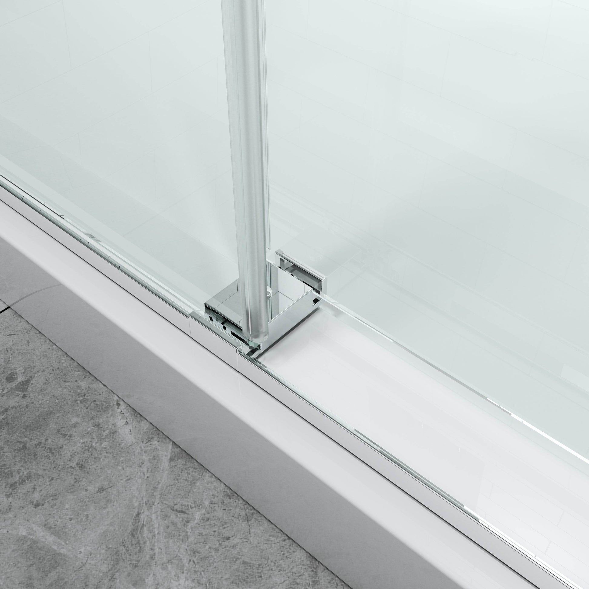 60 in. W x 79 in. H Single Semi-Frameless Shower Door with Clear Glass - Dreamwerks