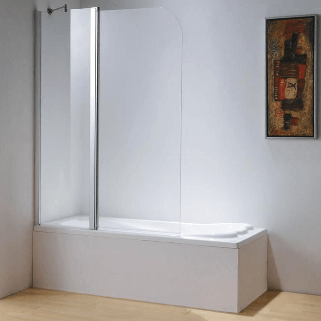 Dreamwerks 43"W x 59"H Frameless Pivot Tub Door in Chrome - Available in Clear or Frosted Glass