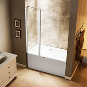 Dreamwerks 43"W x 59"H Frameless Pivot Tub Door in Chrome - Available in Clear or Frosted Glass