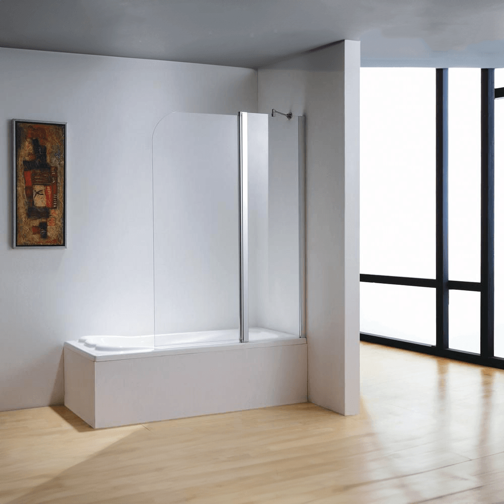 Dreamwerks 43"W x 59"H Frameless Pivot Tub Door in Chrome - Available in Clear or Frosted Glass