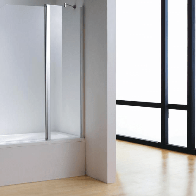 Dreamwerks 43"W x 59"H Frameless Pivot Tub Door in Chrome - Available in Clear or Frosted Glass