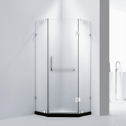 Dreamwerks 36 in. W x 79 in. H Frameless Neo-Angle Hinged Shower Door (Right) in Chrome with Handle - Frosted Glass - Dreamwerks