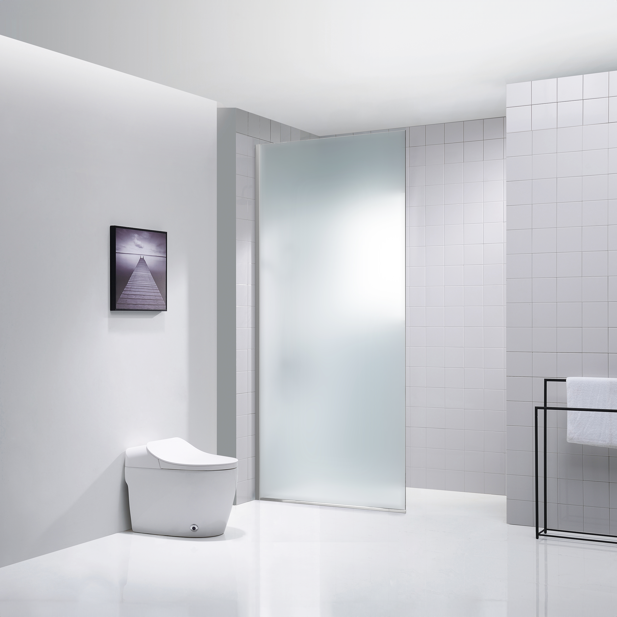 Dreamwerks 35.4"W x 79"H Frameless Fixed Shower Door in Chrome - Available in Clear or Frosted Glass