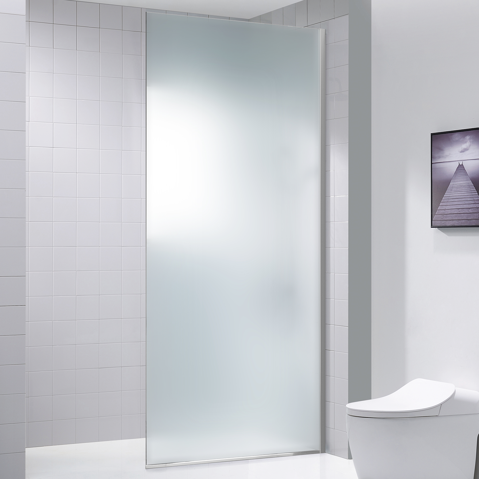 Dreamwerks 35.4"W x 79"H Frameless Fixed Shower Door in Chrome - Available in Clear or Frosted Glass