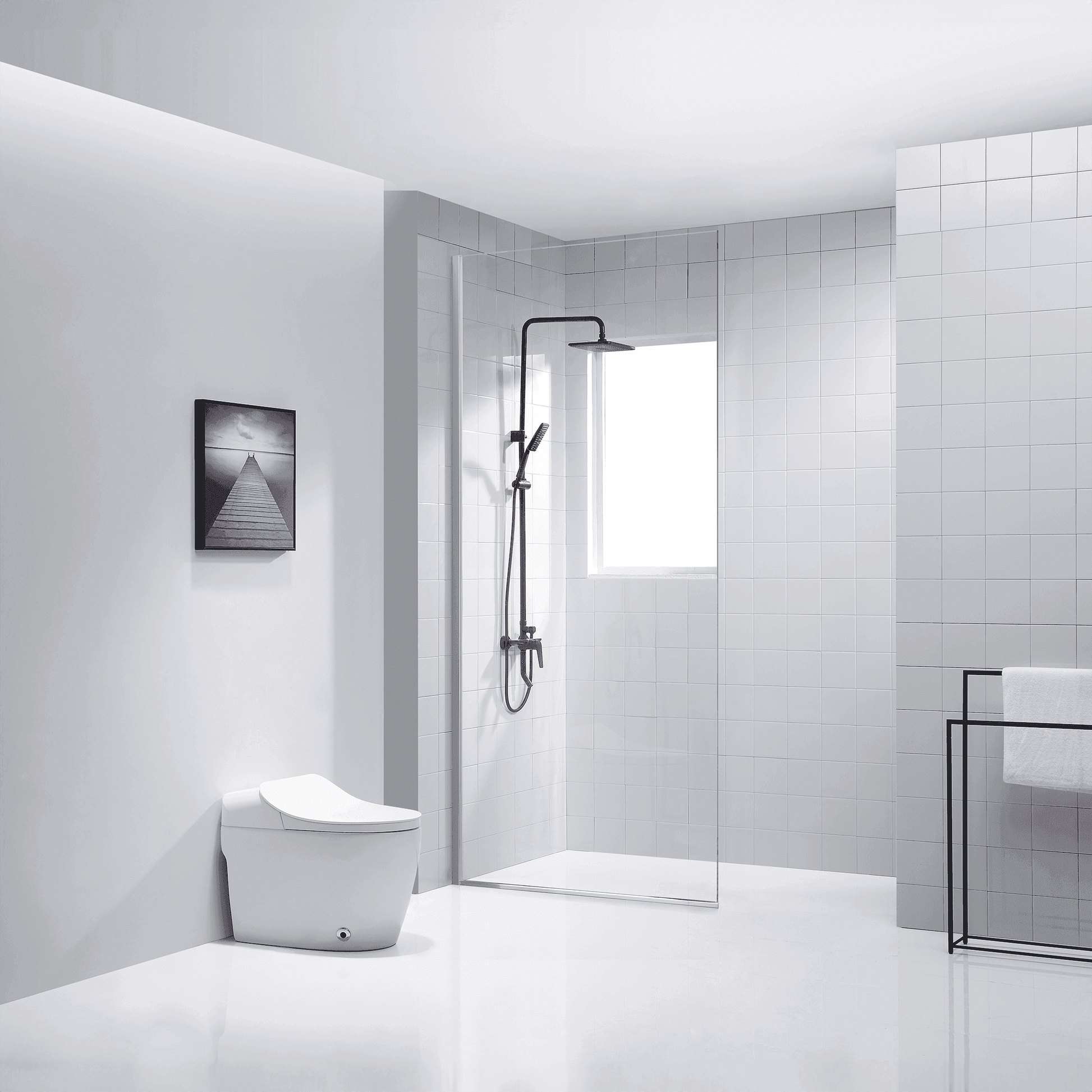 35.4 in. frameless fixed shower door in chrome with clear or frosted glass – elegant bathroom screen