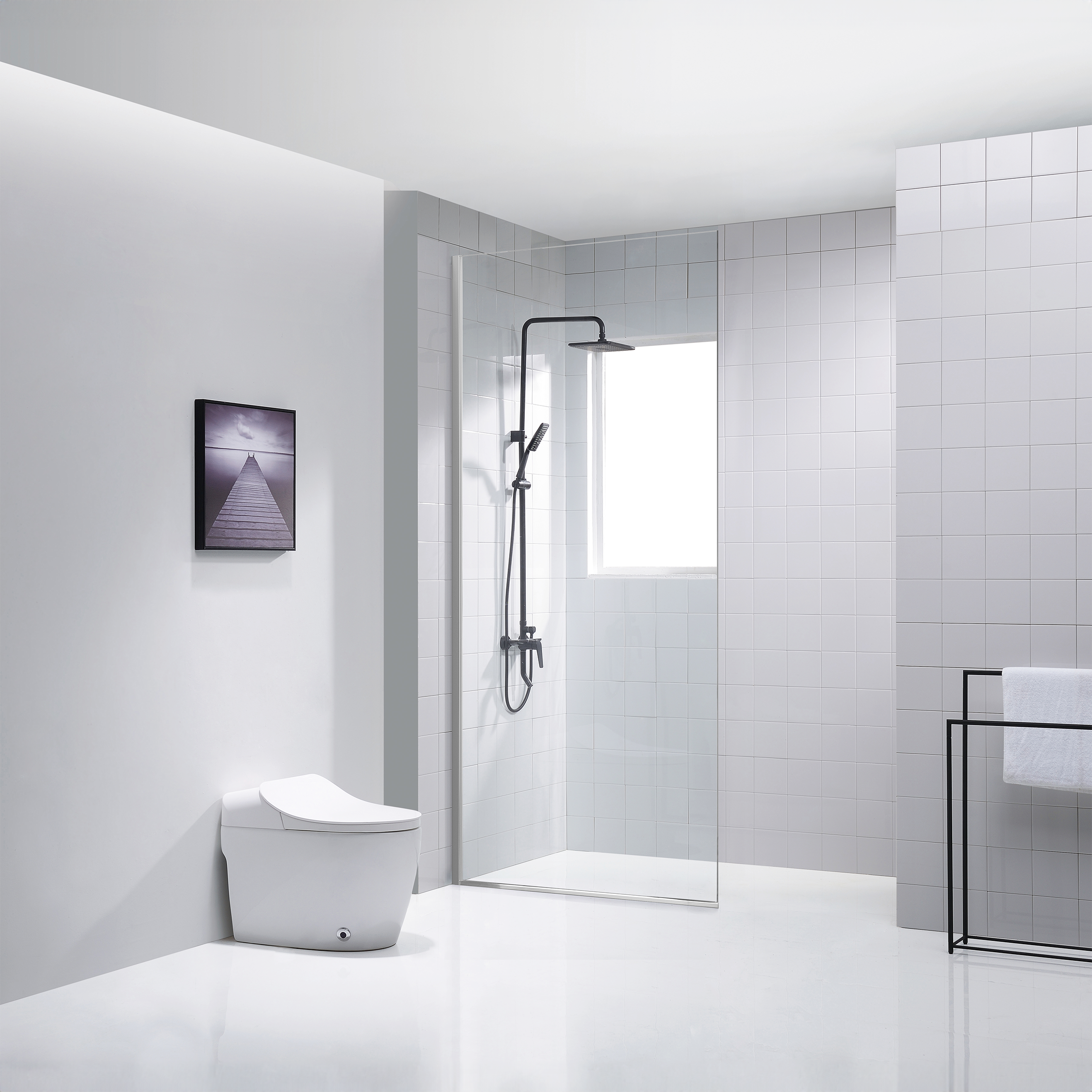 Dreamwerks 35.4"W x 79"H Frameless Fixed Shower Door in Chrome - Available in Clear or Frosted Glass - Dreamwerks