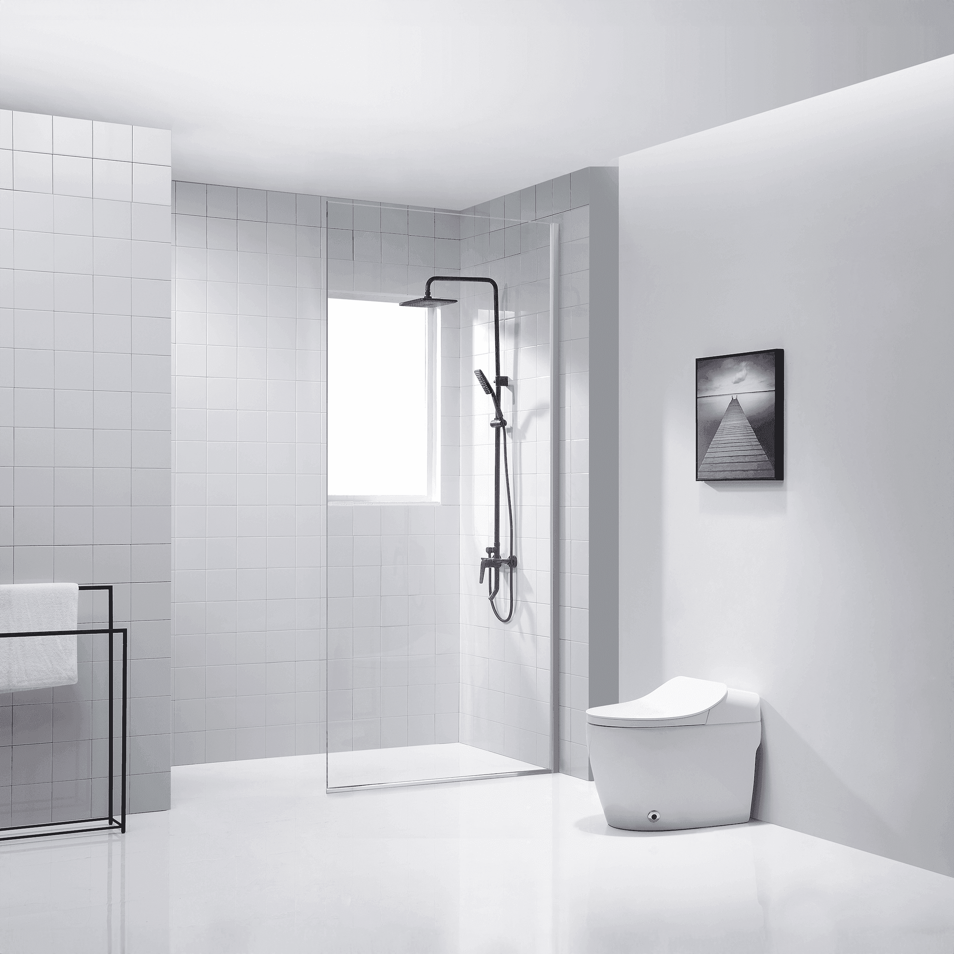 35.4 in. frameless fixed shower door in chrome with clear or frosted glass – elegant bathroom screen